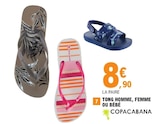 Tong Homme, femme ou bébé à 8,90 € dans le catalogue E.Leclerc