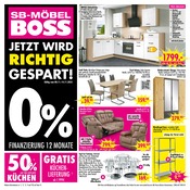 Aktueller SB Möbel Boss Prospekt mit Bratpfanne, "JETZT WIRD RICHTIG GESPART!", Seite 1