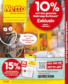 Netto Marken-Discount Hamm Prospekt "10% auf das gesamte Mehrweg-Sortiment" mit 2 Seiten