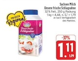 Unsere frische Schlagsahne im Angebot bei EDEKA in Leipzig Unsere frische Schlagsahne Angebote von Sachsen Milch bei EDEKA Leipzig für 1,11 €