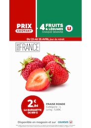 Catalogue Supermarchés U Express en cours à Arvert et alentours, PRIX COÛTANT: 4 FRUITS & LÉGUMES, 1 page, 23/04/2026 - 25/04/2026