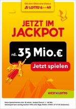Westlotto Prospekt für Viersen mit 1 Seiten Westlotto Prospekt für Viersen: "Jetzt im Jackpot rd. 35 Mio. €", 1 Seiten, 01.10.2020 - 03.10.2020
