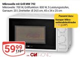 Mikrowelle mit Grill MW 792 Angebote von Clatronic bei GLOBUS Halle für 1,99 €