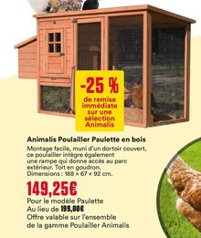 Poulailler paulette en bois - Animalis à Montigny-le-Bretonneux Poulailler paulette en bois en promo chez Animalis Montigny-le-Bretonneux à 149,25 €