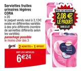 Promo Serviettes fruites urinaires légères à 6,24 € dans le catalogue Cora à Illfurth