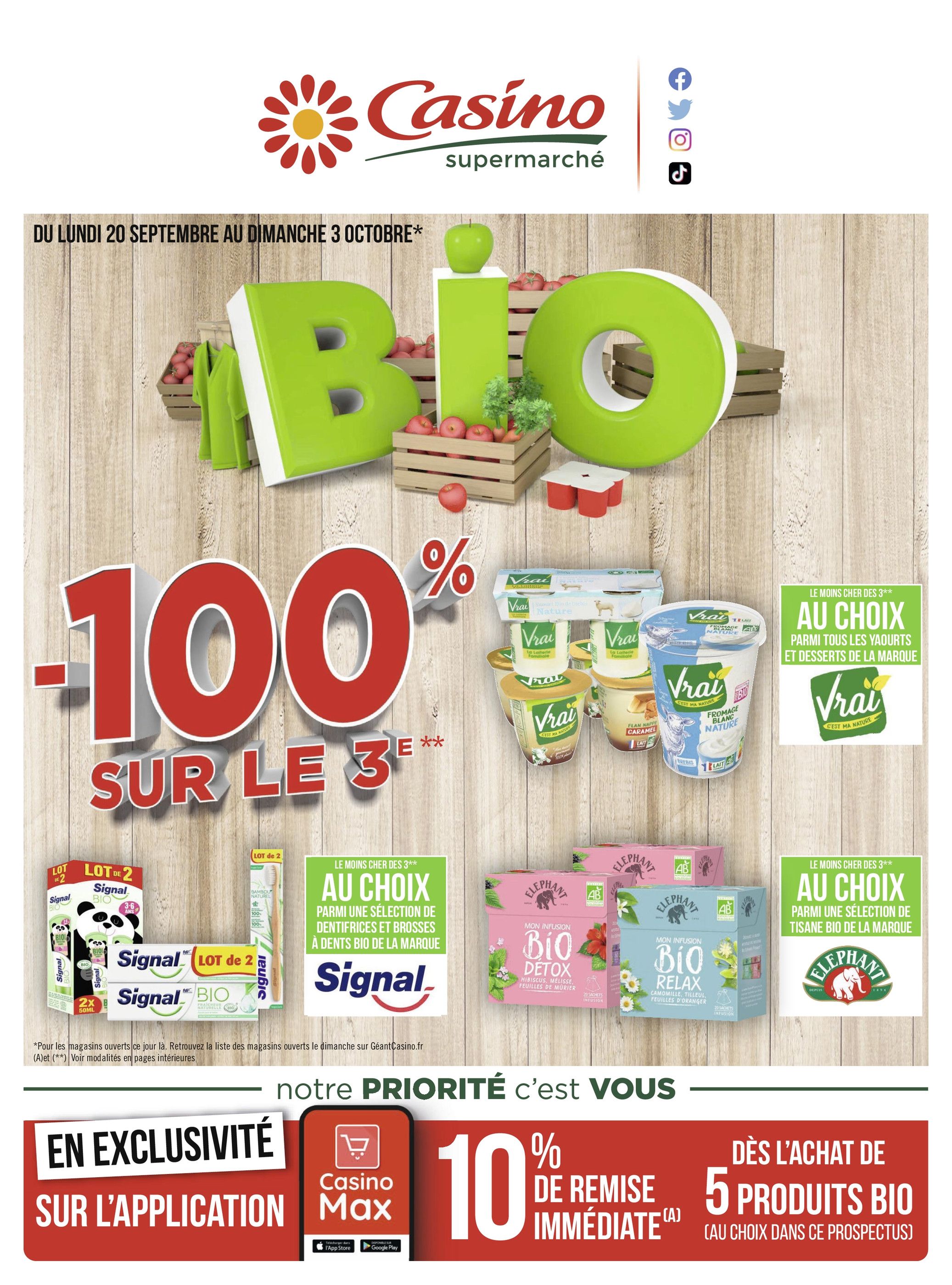 Catalogue Casino Supermarchés à Épinal, avec 40 pages Prospectus Casino Supermarchés à Épinal, "Bio", 40 pages, 20/09/2021 - 03/10/2021