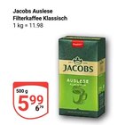 Aktuelle Jacobs Angebote bei GLOBUS in Koblenz Aktuelles Auslese Filterkaffee Klassisch Angebot bei GLOBUS in Koblenz ab 5,99 €