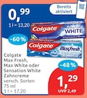 Max Fresh, Max White oder Sensation White Zahncreme von Colgate für 0,99 € bei budni im Angebot Max Fresh, Max White oder Sensation White Zahncreme von Colgate im aktuellen budni Prospekt