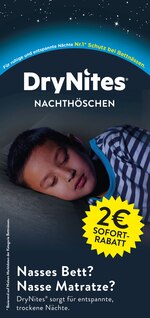 DryNites Prospekt für Gelsenkirchen mit 4 Seiten DryNites Prospekt für Gelsenkirchen: "DryNites für entspannte Nächte.", 4 Seiten, 05.09.2020 - 19.09.2020