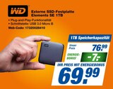 Externe SSD-Festplatte Elements SE 1TB Angebote von WD bei expert Wermelskirchen für 69,99 €