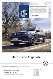 Volkswagen Prospekt für Türkenfeld mit 1 Seite Volkswagen Prospekt für Türkenfeld: "Herbstliche Angebote.", 1 Seite, 01.09.2025 - 30.11.2025