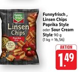 Linsen Chips Paprika Style im Angebot bei EDEKA in Neustadt Linsen Chips Paprika Style Angebote von funny-frisch bei EDEKA Neustadt für 1,49 €