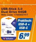 USB-Stick 3.0 Dual Drive 64GB Angebote von Verbatim bei expert Lahr für 6,99 €