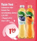 Schwarzer Tee Pfirsich oder Grüner Tee Blaubeere Lavendel Angebote von fuze tea bei Getränke Hoffmann Kleve für 1,99 €