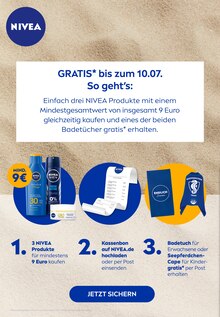 Aktueller NIVEA Prospekt NIVEA Prospekt "Badetuch oder Seepferdchen-Cape gratis erhalten" mit 3 Seiten