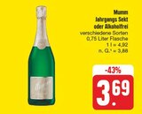 Jahrgangs Sekt oder Alkoholfrei Angebote von Mumm bei EDEKA Schweinfurt für 3,69 €