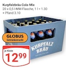 Cola-Mix im Angebot bei GLOBUS in Waghäusel Cola-Mix Angebote von Kurpfalzbräu bei GLOBUS Waghäusel für 12,99 €