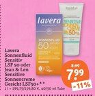 Hautpflegeprodukte im tegut Prospekt Sonnenfluid Sensitiv LSF 50 oder Sensitiv Sonnencreme Gesicht LSF50+ von Lavera oder Jean & Len im aktuellen tegut Prospekt für 7,99 €