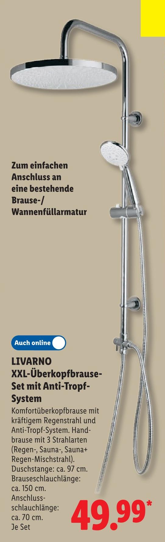 XXL-Überkopfbrause-Set mit Anti-Tropf-System