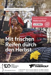 Aktueller Volkswagen Werkstatt & Auto Prospekt in Steinbach und Umgebung, "Mit frischen Reifen durch den Herbst" mit 1 Seite, 01.09.2024 - 30.11.2024