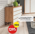 Commode 4 tiroirs 92,6x90x40,5 cm en promo chez Maxi Bazar Paris à 129,99 €