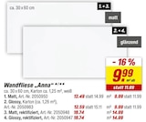 Aktuelles Wandfliese Anna Matt Angebot bei toom Baumarkt in Düsseldorf ab 9,99 €