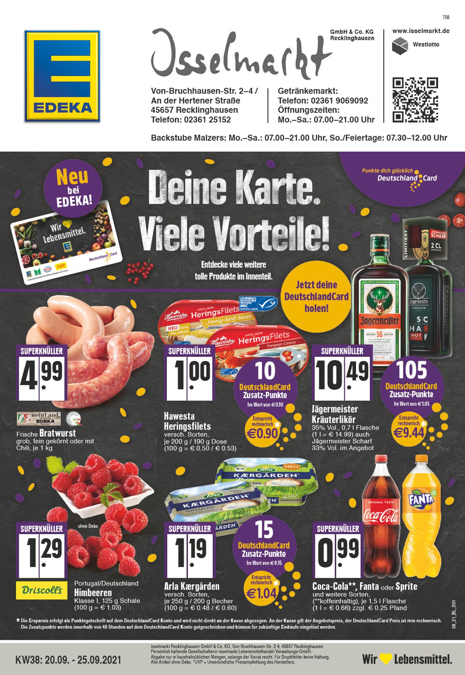 EDEKA Prospekt für Recklinghausen mit 32 Seiten EDEKA Prospekt für Recklinghausen: "Aktuelle Angebote", 32 Seiten, 20.09.2021 - 25.09.2021
