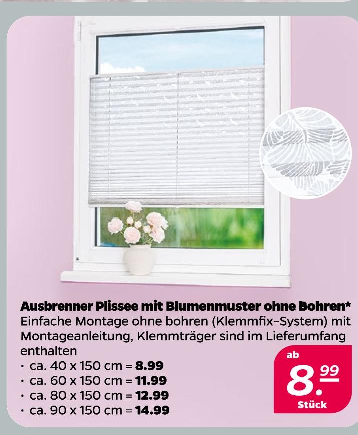 Ausbrenner Plissee mit Blumenmuster