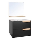 Promo Ensemble meuble salle de bain suspendu noir avec vasque et miroir TOLIMA 80 cm à 139,00 € dans le catalogue Brico Dépôt à Reims