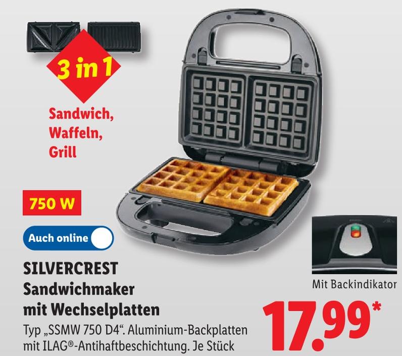 Sandwichmaker mit Wechselplatten