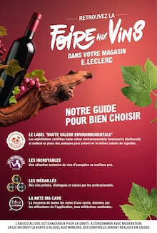 Catalogue E.Leclerc de la semaine 40, "FOIRE AUX VINS", page 2, 30/09/2025 - 11/10/2025 Prospectus E.Leclerc en cours, "FOIRE AUX VINS", page 2 sur 84