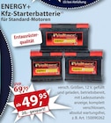 Sonderpreis Baumarkt - ENERGY+ Kfz-Starterbatterie Angebot im Prospekt ENERGY+ Kfz-Starterbatterie bei Sonderpreis Baumarkt im Prospekt "" für 49,95 €