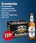 Krombacher Pils oder Radler Angebote bei Huster Glauchau für 13,99 €