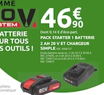 Promo Pack starter 1 batterie 2 Ah 20 V et chargeur simple à 46,90 € dans le catalogue Mr. Bricolage à Le Séquestre