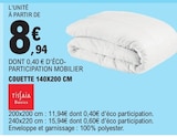 Promo Couette 140x200 cm à 8,94 € dans le catalogue E.Leclerc à Jardres