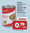 Erbsen sehr fein von Jeden Tag für 0,79 € bei combi im Angebot Erbsen sehr fein von Jeden Tag im aktuellen combi Prospekt