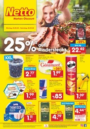 Netto Marken-Discount Prospekt für Bernau bei Berlin: 25% auf Rindersteaks, 41 Seiten, 23.05.2022 - 28.05.2022