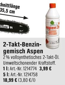 2-Takt-Benzingemisch bei OBI in Troisdorf 2-Takt-Benzingemisch im Angebot bei OBI Troisdorf für 3,99 €