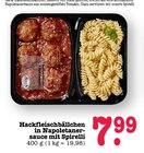 Hackfleischbällchen in Napolitanersauce mit Spirelli Angebote bei E center Baden-Baden für 7,99 €
