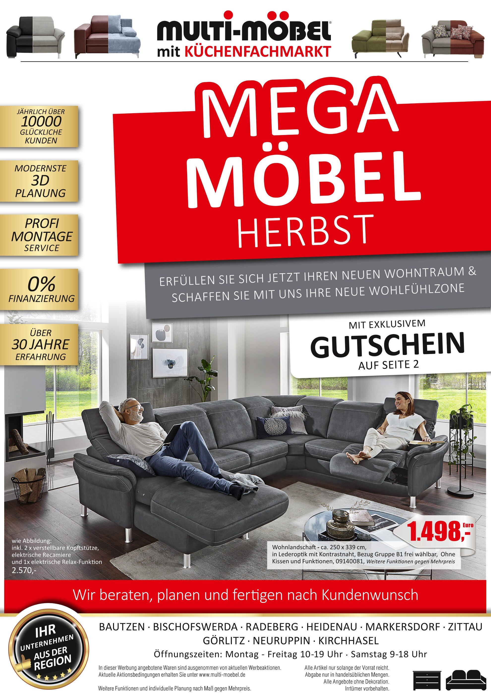 Multi Möbel Prospekt für Großwoltersdorf mit 18 Seiten Multi Möbel Prospekt für Großwoltersdorf: "MEGA MÖBELHERBST", 18 Seiten, 15.10.2021 - 15.12.2021