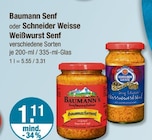 Baumann Senf oder Schneider Weisse Weißwurst Senf im V-Markt Prospekt Baumann Senf oder Schneider Weisse Weißwurst Senf von Baumann's, Schneider Weisse im aktuellen V-Markt Prospekt für 1,11 €
