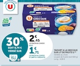 Yaourt à la Grecque sur lit de fruits - U en promo chez Super U Nanterre à 1,71 €