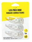 Les Prix Mini - Pack de 3 rubans correcteurs - 5 m - Les Prix Mini en promo chez Bureau Vallée Les Prix Mini - Pack de 3 rubans correcteurs - 5 m - Les Prix Mini dans le catalogue Bureau Vallée