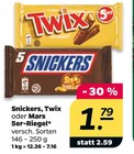 5er-Riegel Angebote von Snickers, Twix oder Mars bei Netto mit dem Scottie Rostock für 1,79 €