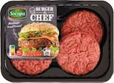 4 Burgers du Chef 15% MG - Préparation de Viande Bovine Hachée (75%) et de Fibres Végétales - SOCOPA - Intermarché 4 Burgers du Chef 15% MG - Préparation de Viande Bovine Hachée (75%) et de Fibres Végétales - SOCOPA à 5,35 € dans le catalogue Intermarché