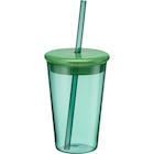 dm-drogerie markt Idar-Oberstein - Trinkbecher mit Deckel und Strohhalm aus Glas, grün (400 ml) Angebot im Prospekt Trinkbecher mit Deckel und Strohhalm aus Glas, grün (400 ml) bei dm-drogerie markt im Idar-Oberstein Prospekt für 8,95 €
