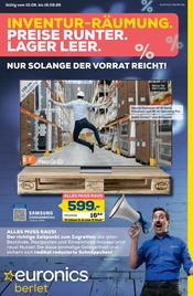 Fernseher im EURONICS Prospekt in Windeck Aktueller EURONICS Prospekt mit Fernseher, "INVENTUR-RÄUMUNG. PREISE RUNTER. LAGER LEER.", Seite 1