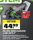 20V Akku-Winkelschleifer A-WS-20/115 A im OBI Prospekt 20V Akku-Winkelschleifer A-WS-20/115 A von im aktuellen OBI Prospekt fĂŒr 44,99 âŹ