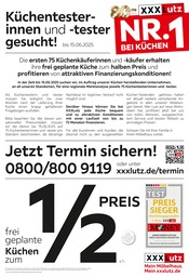 Aktueller XXXLutz Möbelhäuser Möbel & Einrichtung Prospekt in Frankenwinheim und Umgebung, "Küchentesterinnen und -tester gesucht!" mit 4 Seiten, 19.05.2025 - 01.06.2025