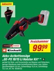 Akku-Astkettensäge „GE-PS 18/15 Li Holster Kit“ im Angebot bei toom Baumarkt in Dreieich Akku-Astkettensäge „GE-PS 18/15 Li Holster Kit“ Angebote von Einhell bei toom Baumarkt Dreieich für 99,99 €